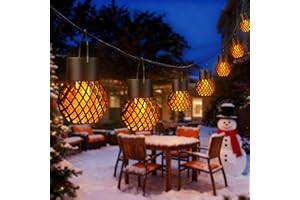 GIGALUMI Solar Lights Outdoor Garden, 8 Pack Flickering Flame Solar Hanging Lights, Waterproof for Garden, Yard, Fence, Tree