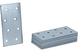 HELPMATE - 12 pièces de plaque perforée 40 × 80 mm — Plaque acier galvanisé & passivé bleu — Assemblage bois avec une excellente protection anti-corrosion, stable & durable — montage facile