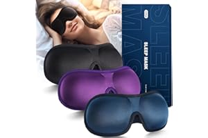 AOSUN Sleep Eye Mask, Eye Mask 3 Pack,100% Blackout 3D Eye Masks for Sleeping, Night Blindfold for Men and Women. (Black)