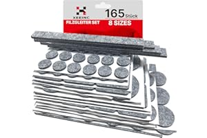 XEEINC Filzgleiter Selbstklebend 165 Stück - Filzgleiter für Stühle mit 8 Größen - 3mm Dicke Möbelgleiter Filz selbstklebend für Stühle Bodenschutz - mit Idealer Klebkraft - Grau