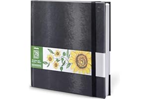 ‎OHUHU Ohuhu Alkoholmarker Skizzenbuch - 200 g/m² säurefreies Papier, 156 Seiten (78 Blätter), 21x21 cm Hardcover mit Premium PU-Einband, Sketchbook für Aquarell, Marker & Zeichnen