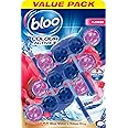 Bloo Colour Active Toilet Rim Block Fresh Flowers with Anti-Limescale, Cleaning Foam, Dirt Protection and Extra Freshness with Bloo Odour-Stop Technology, Pack of 3 Rimblocks