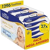 Dodot Pure Aqua Baby Wipes, 1296 Wipes (9 Packs of 48 Count, Pack of 3), Helps Restore Skin Natural PH, 99% Water, Plastic Fr