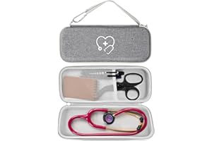 ProCase Funda de Goma EVA para Fonendoscopio, Estuche Dura para Estetoscopio 3M Cardiology III Classic III Classic II Lightweight II S.E Master Cardiology Caja Fonendo con Asa Portátil -Gris
