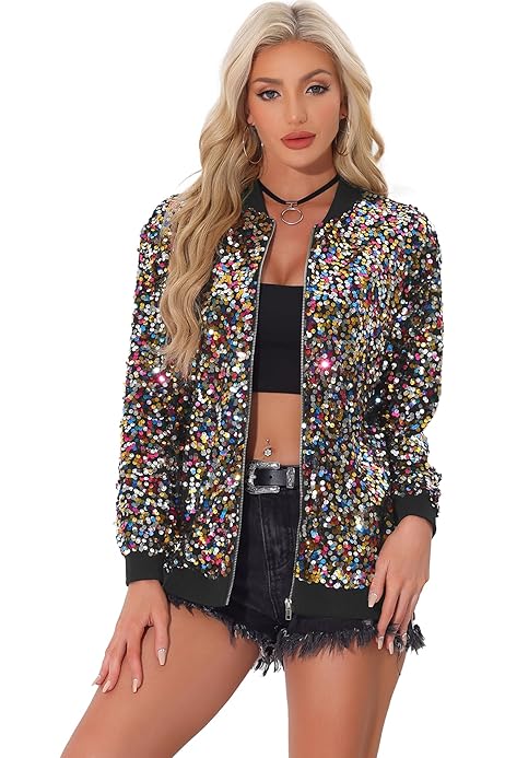 Veste Paillette Veste Pailletée Femme Grande Taille Manches 3/4