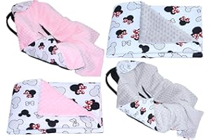 ‎PRIMAWELA Primawela Baby Swaddling Blanket Minky Mouse with Hood 90 x 90 cm Baby Seat Blanket (with Pink)
