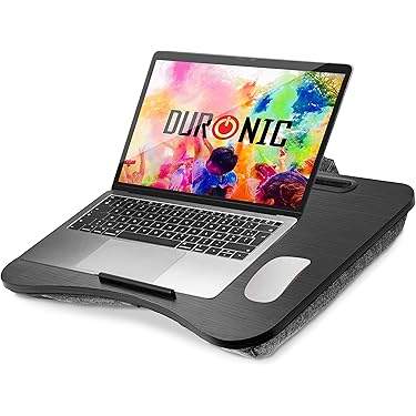 Laptopkussen Met Muismat en Telefoonhouder - Zwart - Laptoptafel voor in Bed - Schootkussen - Polssteun - Zwart - 11 inch t