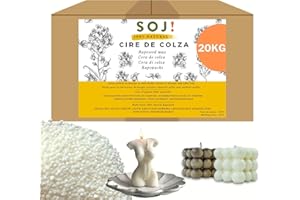 SOJ Cire de Colza sans OGM pour la fabrication de bougies moulées, cire à bougie (20KG)