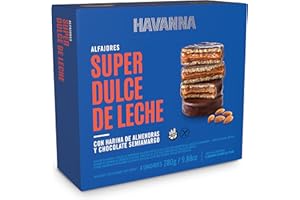 Havanna Alfajores Argentinos | Chocolate Semiamargo con Harina de Almendra | Galletas sin Gluten Rellenas de Dulce de Leche | Alfajores Tradicionales Gourmet | Caja 4 Unidades | 280g
