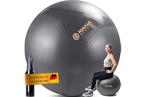 KIANA SPORTS® Gymnastikball & Sitzball - 4 Größen - Deutsche Entwicklung - Rutschfester Yoga Ball mit Noppen - Extra Dick & Belastbar - inkl. Pumpe & Übungsplan – Ideal für Fitness & Büro