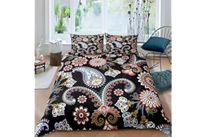 Homemissing Paisley - Set di biancheria da letto per ragazze e ragazzi, stile esotico bohémien, copriletto, con mandala, con copripiumino e biancheria da letto super king