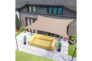Sunnylaxx 3.5x4.5m Taupe Tenda a Vela Rettangolare Ombreggiante, Impermeabile Vele Parasole Protezione UV per Esterno, Giardino e Terrazza, Piscina