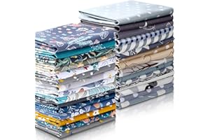 TATUO 30 Pieces 10 x 10 Inches Cotton Fabric Bundle Squares Patchwork Floral Fabric Sewing Quilting Bundles Assorted Pattern Cloth for DIY Scrapbook Craft Making(Classic)