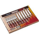 TRAMONTINA - Set of Churrasco Cutlery for Meat, in Stainless Steel and Red Polywood Wooden Handles, Utensils with Rivets, 12