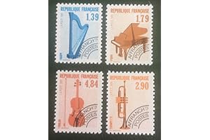 TIMBRE FRANCE des Livres Express. 1989 Collection Timbre préoblitéré N 202 à 205 Neuf**. Timbre de France Authentique. Instrument de Musique