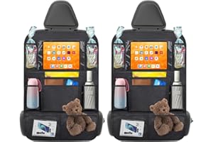 LOTIPE 2 Pack Car Organisers Car Seat Organiser, Multi Pocket Car Backseat Organiser with Screen Tablet Holder, WaterProof Car Organiser Back Seat Protector for Kids, Car Seat Accessories Storage Protector