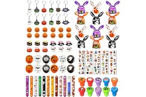 Rosedreamer Halloween Mitgebsel Kinder 92 Stück Halloween Geschenke Party mit Halloween Tütchen,Stempel , Ballon,schnapparmband kinder,Ring, Radiergummi,Schlüsselanhänger und Temporäre Tattoo