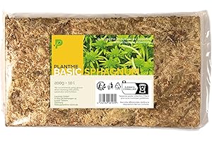 PlantMe Sphagnummoos aus Chile, gepresst 200 g (ergibt ca. 10 L) – langfaseriges Moos für Zimmerpflanzen, Moosstäbe, Monstera, Philodendron, Alocasia, Orchideen & Karnivoren
