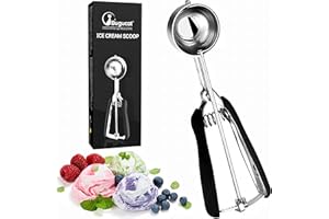 Bugucat Cuchara para Helado 6 cm, Acero Inoxidable de Ice Cream Scoop Cookie Cuchara Melón Baller con Disparador Juego de Cuchara para Galletas Fabricante de Bolas de Galleta Masa Muffin y Fruta