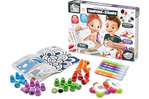 Buki France Coffret Tampons Enfant +3 Ans – Plus de 45 Tampons Colorés : Animaux, Véhicules, Frises – Livret Activités 20 Pages, Feutres Tampons – Motricité & Créativité