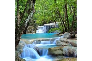 HXA DECO - Tableaux Decoration Murale Photo Image ArtistiqueTableau Paysage Cascade d'eau Turquoise - 50x50 cm