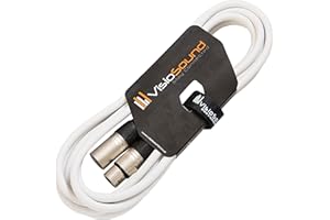 VisioSound Male to Female XLR Mic Lead/Balanced Microphone/Mic Patch Cable / 7 Colours 3m White