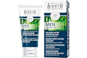 lavera Men Sensitiv soothing aftershave balm - with organic bamboo & organic aloe vera - prevents skin redness & soothes stressed sensitive skin - natural cosmetics - vegan - organic (1 x 50 ml)