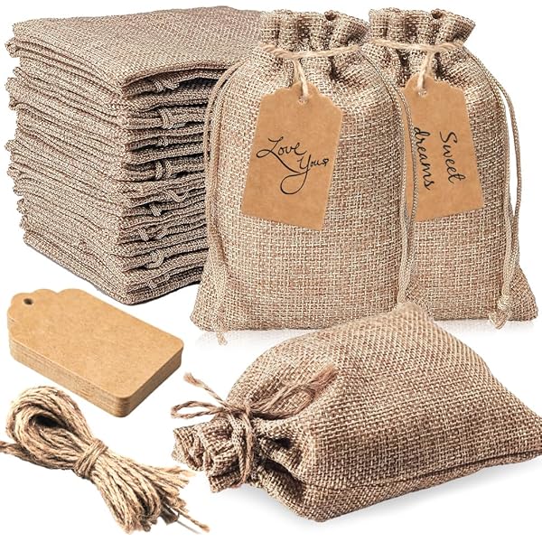 12 Baumwollbeutel Mit Kordelzug 13x18cm - Ethnische Geschenktüten Naturstoff