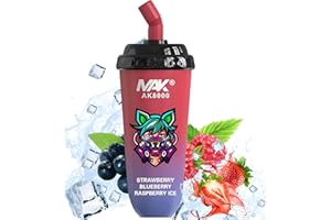 ZANWISE MAK AK8000 Vaper sin Nicotina Desechables de Sabores 8000 Puff Caladas Recargable Pod Vapeador Cigarro Electronico Vapeadores Baratos con Liquido para Dejar de Fumar (Fresa Arándano Frambuesa)