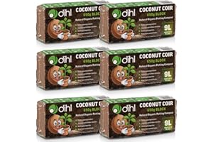 Dihl 6x 650g Organic Coconut Coco Coir Fibre Compost Block Bricks, 100% Natural Compressed Peat-Free Garden Growing Medium, Seedling Potting Bedding Soil, pH Balanced - 3.9 KG 54L