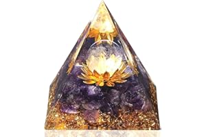 GUJOXILA Amethyst Crystal Gifts Healing Crystals Witchy Crystal Gifts for Women Bedroom Desk Ornaments Decor Spiritual Purple Reiki Meditation Protection Energy Lotus Flower Tower
