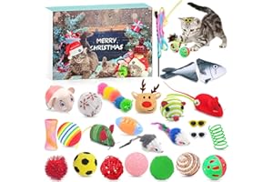 Beinup Adventskalender für Katzen 2025, Katzenspielzeug Adventskalender, 24PCS Interaktives Kätzchenspielzeug, mit Katzenminze Fisch, Mäuse, Bälle, Katzen adventskalender 2025, Weihnachten Geschenk