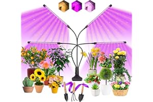 EWEIMA Pflanzenlampe LED Vollspektrum Pflanzenlicht 80 LEDs, 4 Köpfe Grow Lampe Pflanzenleuchte Wachstumslampe für Pflanzen, 10 Dimmstufen LED Grow Light für Zimmerpflanzen, Gartenarbeit, Gewächshaus