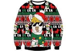 Fanient Pull de Noël pour Garçons et Filles 3D Pull Tricoté Amusant avec Impression 7 à 14 Ans