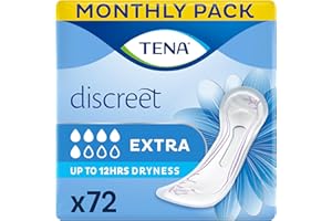 TENA Discreet Extra, 72 Incontinence Pads (12 x 6 packs) Individually Wrapped, for Women with Medium Bladder Weakness, Incontinence and Unpredictable Leaks