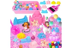 VBACALA Arena Mágica para Niños con 900g Arena Cinética, Juego de Sensorial con Unicornio,Sirena, Moldes de Castillo y Herramientas,Juguete Educativo para Niñas y Niños a Partir de 3 Años