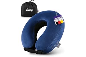 ‎LUNAP lunap Reisekissen Flugzeug | Nackenkissen Memory Foam flauschig + waschbar | Nackenhörnchen Erwachsene | Nackenkissen Flugzeug, Auto | Travel Pillow Neck BLAU | Flugzeug Kissen Flugzeug