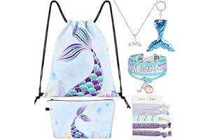 WERNNSAI Mochila Con Cordón Unicornio - Regalos Unicornio Para Niñas Cumpleaños Navidad 9 Piezas Bolsas Gimnasia Cordón Que Incluyen Bolsa Cosméticos Llavero Collar Unicornio Pulsera Lazos