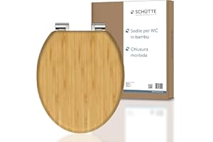 Schütte 81101-A - Meccanismo di chiusura ammortizzata in bambù, coperchio in legno solido, sostenibile, sedile WC, portata massima 150 kg