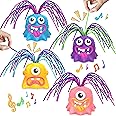 Lreall 4PCS Fun Hair Pulling Fidget Scream Monster Toys, Venting Novelty Toys, Different Screams Made by Hair Pulling, for 3 4 5 6 7+ Kids Teens Boys Girls