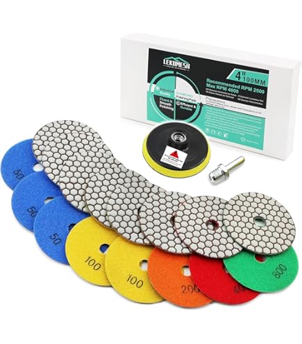 Dischi Diamantati Per Lucidatura - 6 Pezzi 100mm Grana 1500 Per Marmo E Granito - Foto 8