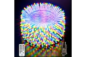 Buudala Luci Albero di Natale, 64.8M/212.6FT 500 LED Luci Natalizie da Esterno ed Interno, 8 Modalità con Funzione Memoria e Telecomando Luci di Natale per Giardino, Balcone, Festa - Multicolore