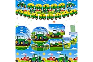 WDJLNZB Forniture Per Feste Di Compleanno Del Trattore,Set Di Stoviglie Per Feste Per Trattori , Stoviglie Per Feste Di Compleanno,Piatti Compleanno Set Include Piatti Carta Tovaglioli Tazze Tovaglia