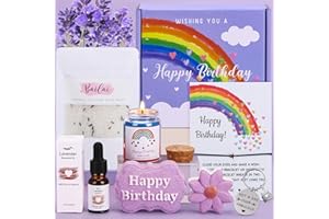 BAICAI Birthday Pamper Gifts Box For Women, Lavender Happy Birthday Pamper Hampers for Women Self Care Package for Her, Relaxtion Spa Bath Set Ladies Birthday Gifts Ideas For Women Best Friends Bestie Sister