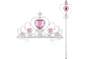 KarneLux Set principessa corona e scettro rosa – bacchetta magica per costume di carnevale, carnevale e compleanni