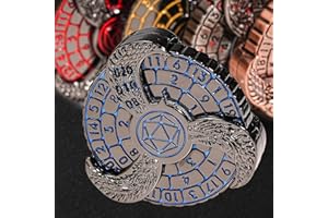 HKDZ 7-in-1 DND Dice Spinner Roulette Dice D&D Polyhedral Metal Dice Rotating Dungeons and Dragons Starter Set with Gift Box Spinning Games for RPG MTG Table Games (Black Nickel Blue)