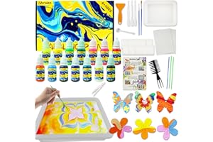 Shrubz Pintura de mármol de agua, 14 colores Kit Arcoíris de Arte Marmolado, Pintar Juegos para Niños, Marbling Painting Kit para Actividades Infantiles Cumpleaños Regalos Niñas Niños 6 a 12 Años