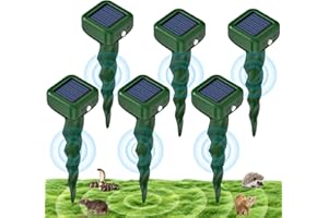 BURMONG Scaccia Talpe Ultrasuoni Solare, Dissuasori per Talpe, IP66 Impermeabile Dissuasori per Topi, Repellente Ultrasuoni Respinge Serpente,Gopher per Giardini e Prati (6 Pezzi)
