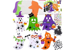 KOIROI Halloweenpyssel, 12 stycken halloween pysselset, pumpa, anda med självhäftande för pyssel, kreativt hantverk, pysselhantverk för halloween, dekoration, presenter
