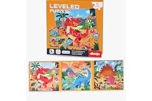 KVITTRA Magnetic Puzzles for Kids Ages 3-5, Dinosaur Puzzles Three -25/30/42 3 Styles Dinosaur Wooden Jigsaw Puzzle Books, Travel Games and Travel Toys for Kids 3 4 5 6 Year olds Boys and Girls